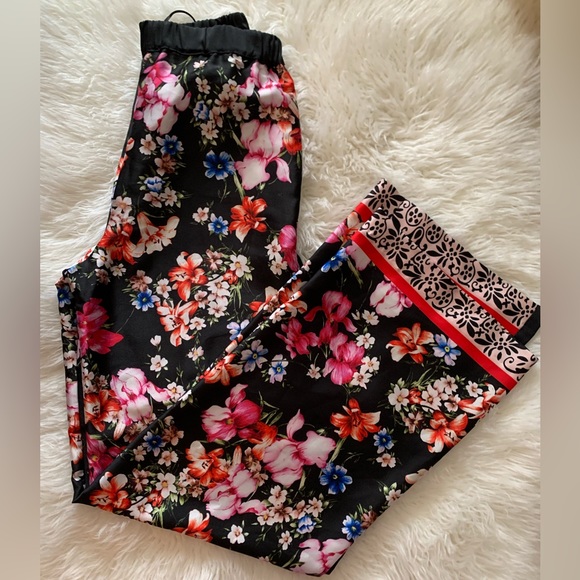 New Lou•Jo Miland floral print side striped Trousers size 40 US 4 - Picture 4 of 10